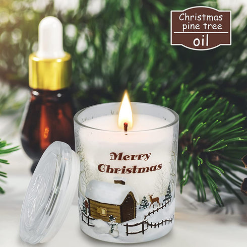 Christmas Scented Candle,Christmas Gift for Women Large Jar Candle with Pine Tree Scent for Christmas Gift 11.3 oz Longlast 65-70 Hours Christmas Gifts for Mom Sister Grandma Friend(Pine Tree Scents)