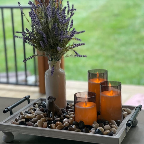 Aignis Flameless Candles Flickering with Remote, Battery Operated Candles Pack of 3 with Timer, Plexiglass LED Candles for Home Table Decor(D: 3"x H: 4"5"6")