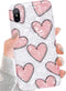 J.west iPhone XR Case 6.1-inch Luxury Cute Pink Heart Design Sparkle Translucent Pearly-Lustre Love Pattern Print Flexible Slim Soft Silicone Rubber Protective Phone Case Cover for Girls Women