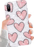 J.west iPhone XR Case 6.1-inch Luxury Cute Pink Heart Design Sparkle Translucent Pearly-Lustre Love Pattern Print Flexible Slim Soft Silicone Rubber Protective Phone Case Cover for Girls Women