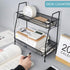 Yancorp Spice Rack Organizer for Countertop 2 Tier Bathroom Shelf Organizer with 4 Hooks Standing Storage Rack for Kitchen Bathroom Bedroom and Office (Black)