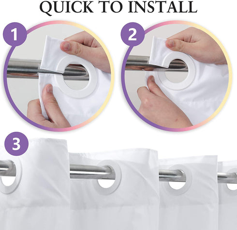 Fabric Shower Curtain No Hooks Needed - TPU Lining & No Liner Required, Hotel Shower Curtain for Bathroom with Built-in Hooks & Bottom Magnets, Waterproof, White, 71x74