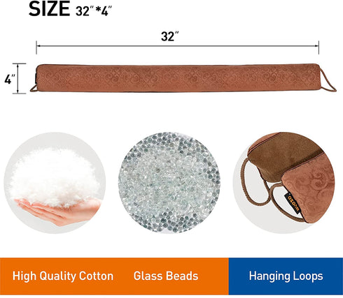 MAGZO Under Door Draft Stopper 32 Inch Length, Brown Weighted Door Draft Blocker for Door Bottom Noise Reducer Energy Saver