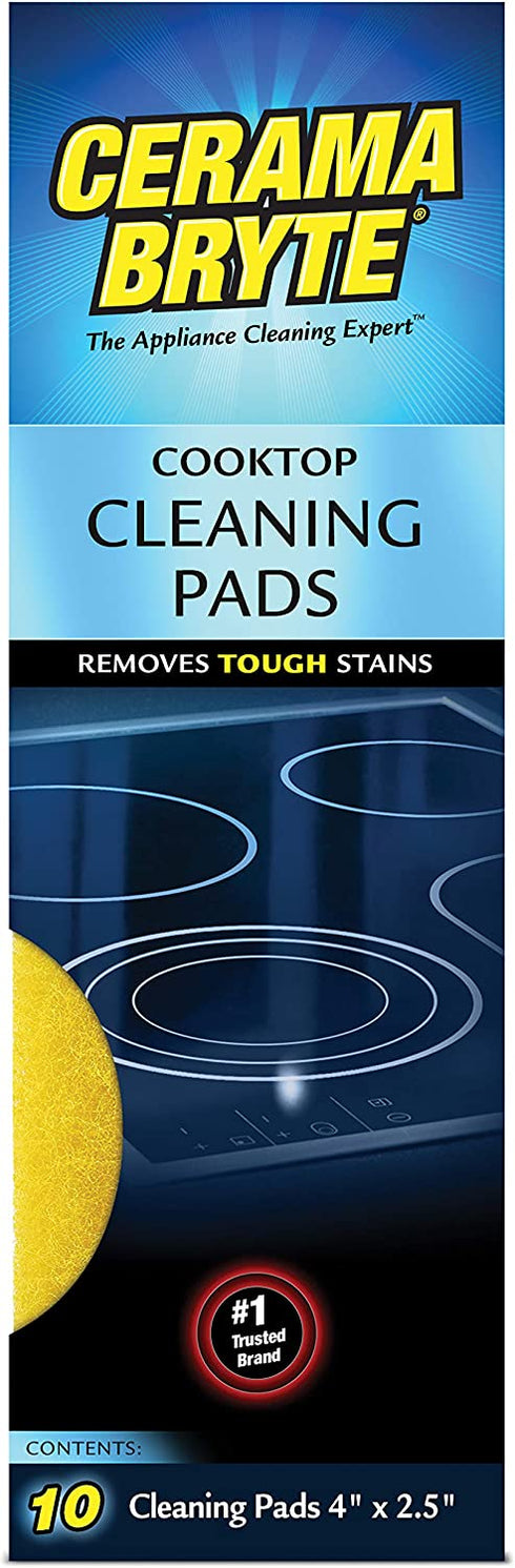 Cerama Bryte Glass-Ceramic Cooktop Cleaning Pads for Stubborn Stains, 10 Count