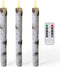 Homemory 3 Pcs Birch LED Taper Candles with Timer, Real Wax Battery Operated Window Candles with Remote, 9.6 Inches Flameless Flickering Candlesticks for Fireplace Christmas Halloween Wedding