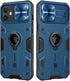CloudValley for iPhone 12/12 Pro Case with Camera Cover & Kickstand, Slide Lens Protection + 360° Rotate Ring Stand, Impact-Resistant, Shockproof, Protective Bumper, 6.1 inch Blue Armor Style
