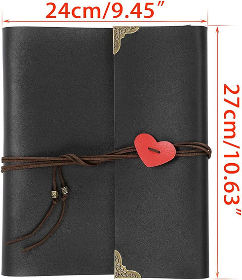 OwnMy DIY Photo Album Scrapbook PU Leather Adventure Photo Book with Corner Stickers Gifted Box - Perfect Baby Memory Book Birthday Wedding Anniversary (Black)