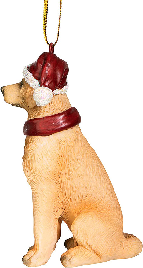 Design Toscano Christmas Xmas Golden Retriever Holiday Dog Ornaments, Full Color