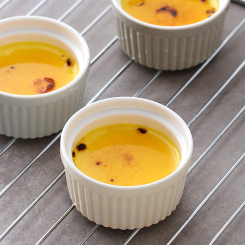 DOWAN Ramekins 4 oz Oven Safe - Creme Brulee Ramekins for Baking, Porcelain Ramekins Oven Safe, Classic Style Souffle Ramekins Ramekins Bowls, Set of 6, Multi Brown