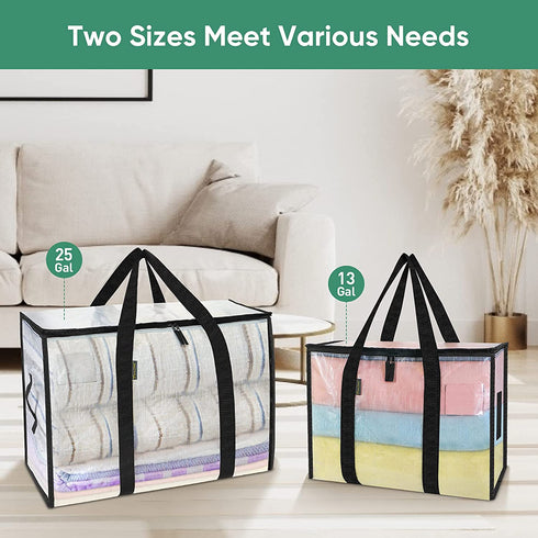 BALEINE 2-Pack 105L Moving Totes with Reinforced Handles, Heavy-Duty UnderBed Storage Bag for Moving Boxes, Clothes, Travel, Attics (105L, 2-Pack White)