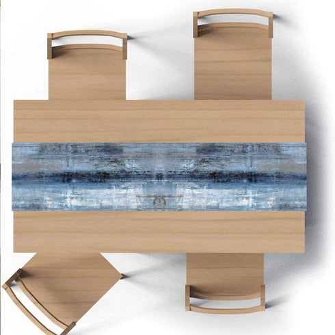GALMAXS7 Modern Art Table Runner Farmhouse Style Burlap Table Runner Blue and Grey Abstract Art Table Runners for Farmhouse Kitchen, Dinner Holiday Parties Wedding Decor - 13 X 90 Inch