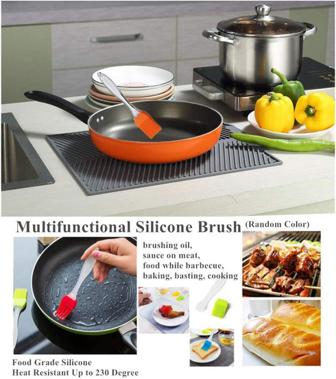 KeepingcooX Non-Slip Silicone Dish Drying Mat. 17 x 13 Inches 0.71 lb - Dish and Glassware Sloped Board Silicone Tray in Grey - Dishwasher, Heat Resistant Trivet (Large)