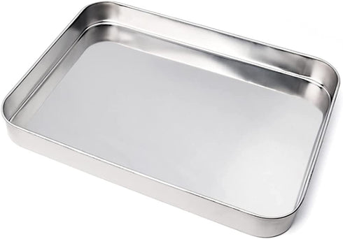 Sheet Pan, Stainless Steel Baking Pans Tray, Toaster Oven Pan Stainless Steel Baking Pan Cookie Sheet (11.22x14.25x2.36 inches)