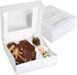 9 x 9 x 2.5 Inch White Pie Box with Viewing Window (15 Count)-Medium Bakery Box - Auto Pop Cake Box Design - Pie Box with Viewing Window for Strawberries, Smash Hearts, Pastry,Treats-Stock Your Home