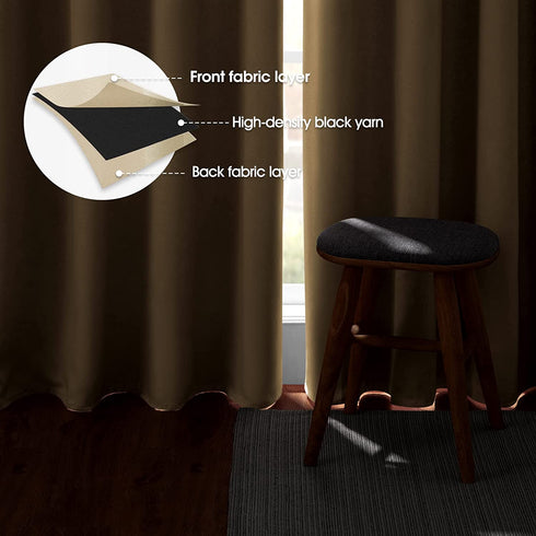HOMEIDEAS Blackout Curtains for Bedroom 52 X 96 Inch Long 2 Panels Set Beige Room Darkening Curtains/Drapes, Soundproof Thermal Grommet Window Curtains for Living Room