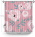 Pink Flower Plant Shower Curtain Green Leaves Minimalist Aesthetic Floral Bath Curtain Modern Cute Waterproof Fabric Bathroom Decor Curtains 72x72 Inches