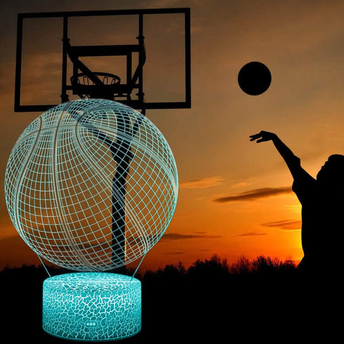 Basketball Night Light,3D Illusion Effect Lamp Light Remote Control RGB Colors&Dimmable Bday Xmas Gift Ideas for NBA Sport Lovers Kids Teen Boys Girls(Basketball)