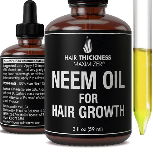 Organic Neem Oil For Hair Growth. From Pure Neem Seed of India. Stop Hair Loss Now. Best Treatment for Hair Thinning. Hair Thickening Oils Conditioner. Great For Skin, Dandruff Reduction 2oz
