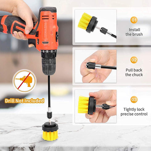 YIHATA 7 Pack Drill Brush Attachment Set, All Purpose Power Scrubber Cleaning Kit, Power Scrubber Brush for Bathroom Surfaces, Floor, Tub, Shower, Grout, Tile and Kitchen Surface (7pack)