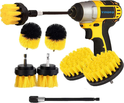 YIHATA 7 Pack Drill Brush Attachment Set, All Purpose Power Scrubber Cleaning Kit, Power Scrubber Brush for Bathroom Surfaces, Floor, Tub, Shower, Grout, Tile and Kitchen Surface (7pack)