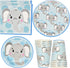 Elephant Boy Baby Shower Party Supplies Tableware Set 24 9" Paper Plates 24 7" Plate 24 9 Oz Cup 50 Lunch Napkin for Little Boys Blue Grey Elephants Birthday Gender Reveal Disposable Dinnerware Decor