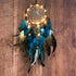 Dream Catcher Blue Tree of Life with Feathers, Mobile LED Fairy Lights Handmade Indians Traditional Circular Net for Wall Hanging Decor, Bedroom Kids, Home Decoration Wedding Party Blessing Gift