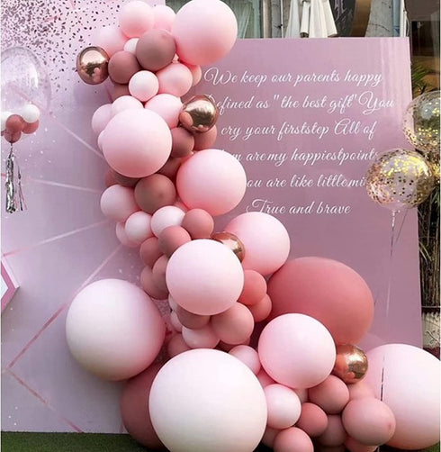 Soonlyn Pink Balloon Garland Arch 140 Pcs Rose Gold Balloon Garland Kit Double Stuffed Mauve Dusty Rose Balloon for Bridal Shower Baby Shower Birthday Party