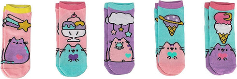 Pusheen The Cat Ankle Socks - Pusheen Ice Cream Polka Dot Designs - 5 Pairs