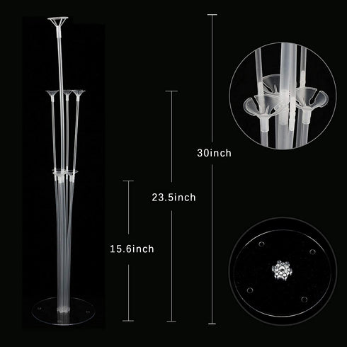 6 Sets 30" Height Table Balloon Stand Kit for Birthday Decorations, Wedding Decorations, party Decorations ,Clear Table Desktop Balloon Holder with 11 Balloon Sticks, 7 Balloon Cups and 1 Balloon Base