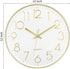 Lumuasky Modern Wall Clock, Silent Non-Ticking Battery Operated Decorative Clock for Living Room Bedrooms Office Kitchen (White Gold, 12 inch)