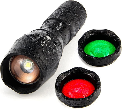 ULTRAFIRE Tactical LED Flashlight Hunting Flashlight A100 Focusable 3 Colors Exchange Glass Lens (Generate RED or Green Light )