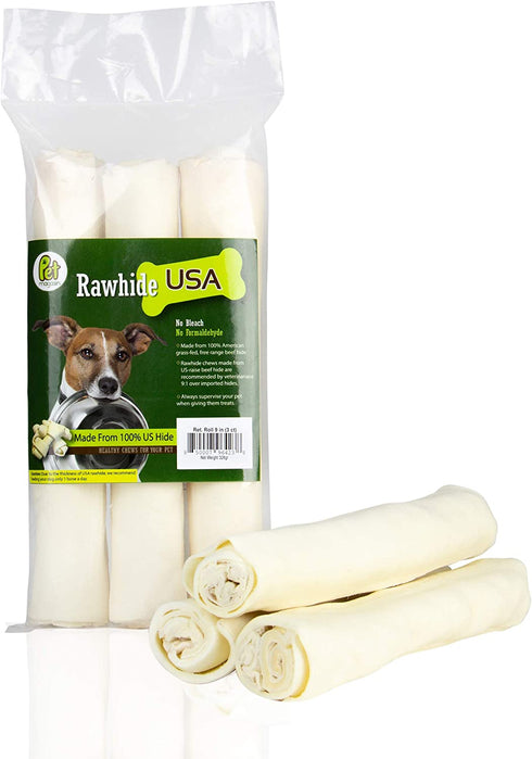 Rawhide Large Thick Rolls 9 to 10 inches Long-Lasting Chew Treat Toy for Medium and Large Dogs, Made in Registered Facility