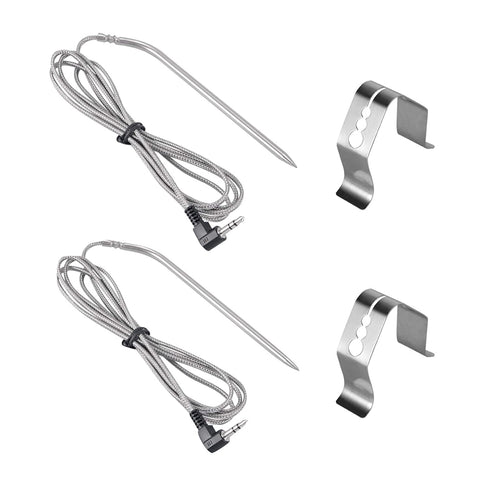 Grillme 2 Sets Replacement High-Temperature Meat BBQ Probe for Camp Chef NTC Pellet Grills with Stainless Steel Probe Clip