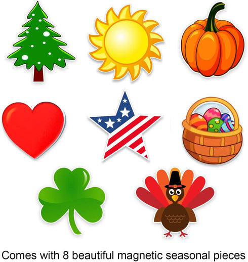 Bigtime Signs Welcome to Our Home - Black Wood Grain Print Door & Wall Decor 8 Interchangeable Holiday Magnets Halloween, Easter, Fall, Christmas, Valentines - Porch Hanging Plaque Decoration