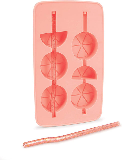 Genuine Fred Mold Ice Tray and Straws, Standard, Pink