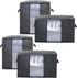 Large Capacity Clothes Storage Bins Bags Organizers 4 Foldable Clothes Storage Containers Organizer Blankets Clothes Comforters Zipper Bins with Clear Window for college dorm room essentials Gray