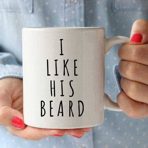 I Like His Beard, I Like Her Butt Couples Funny Coffee Mug Set 11oz - Unique Wedding Gift For Bride and Groom - His and Hers Anniversary Present Husband and Wife - Engagement Gifts For Him and Her