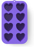 Bakerpan Silicone Mini Cake Pan, Muffin Baking Tray, Pastry Mold, 2 1/4 Inch Hearts, 8 Cavities (Purple) Set of 2