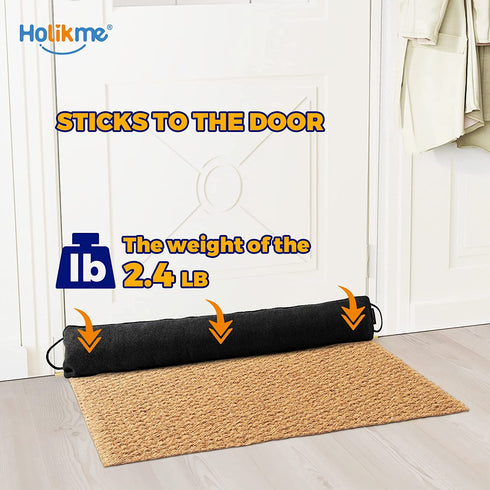 Holikme Weighted Door Draft Stopper 35inch, Heavy Duty Under Door Draft Blocker Bottom Door Seal Noise and Air, Door Guard Saving Energy, Black