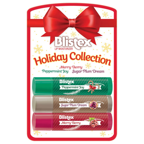 Blistex Lip Moisturizer Holiday Collection - Merry Berry, Peppermint Joy, Sugar Plum Dream 0.15 oz (Pack of 1)