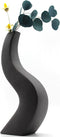 Serdic S Curve Tall Ceramic Vase 11inch Modern Decorative Flower Vase for Wedding, Gifts, Kitchen, Living Room or Flower Shop Black