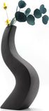 Serdic S Curve Tall Ceramic Vase 11inch Modern Decorative Flower Vase for Wedding, Gifts, Kitchen, Living Room or Flower Shop Black