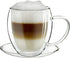 Creano Double Wall Glass Mugs 9 OZ with Handle and Saucer, Insulated Cup - 2X 9oz (250ml)