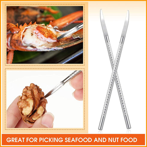 Benver 12 Pieces Nut Cracker Set Nutcracker and Pick Stainless Steel Opener Walnut Pecan Tool Seafood Crackers Lobster Crab Pliers for Hazelnut Almond Oysters
