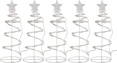 Lulu Home Spiral Christmas Trees, 18 Inch Pathway Christmas Trees with 125 LED Warm White Lights, Plug-in Prelit Xmas Trees with Star Topper for Outdoor Sidewalk Lawn Festivals Decor, 5 Packs