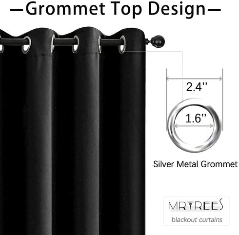 MRTREES Blackout Tier Curtains Black 24 inch Length Kitchen Tiers Short Cafe Curtains Triple Weave Bathroom Small Window Treatments Grommet Top 2 Panels