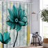 Zlove Blue Flower Shower Curtain Gold and Grey Artwork Waterproof Polyester Fabric Bath Curtain for Bathroom Decor with 12 Pack Plastic Hooks 72x72inch