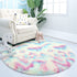 ST. BRIDGE Soft Round Rainbow Rug for Girls Room, Fluffy Circle Rug for Kids Room Decor, Indoor Modern Anti-Skid Fuzzy Nursery Mats, Shaggy Fur Area Rugs for Living Room Bedroom Plush Carpet, 3 Feet