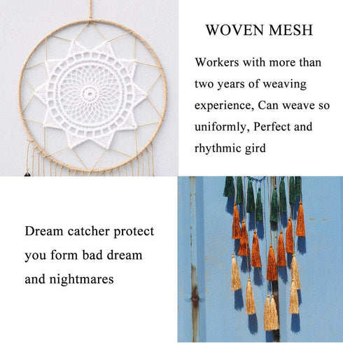 Dream Catchers for Teens Girl Bedrooms Decor Boho Nightmare Crochet Sun Floral Woodland Traditional Dreamcatcher Windchime for Boy Room Decorations, Baby Shower, Toddler Crib,Gold Green Orange