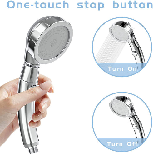 Polma Shower Head with Handheld, High Pressure Shower Head with ON/Off switch 3 Modes detachable Handheld Showerhead with Hose, Angle-Adjustable Water Saving RV Shower Head (Chrome)
